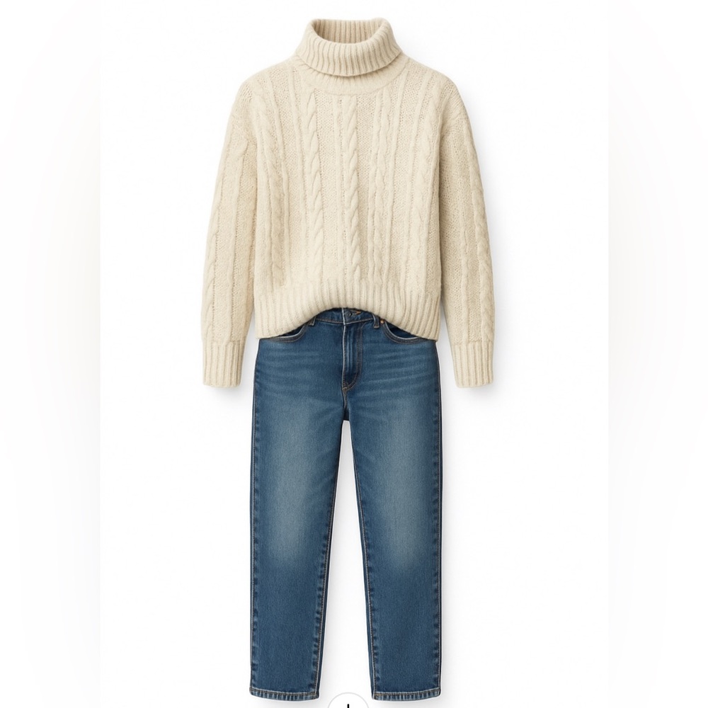 Pullover Sweater Turtleneck Oversized Soft Chenille Boxy Cream Lulu Loose HYGGE
